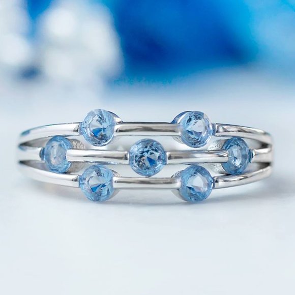 Blue Topaz Bauble Ring, 925 Sterling Silver Charmed Aroma - Picture 3 of 3